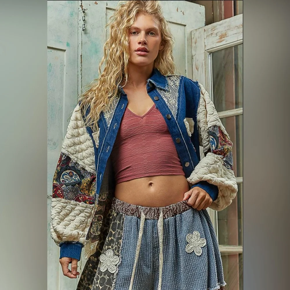 POL Multicolor Patchwork Jean Oversized Jacket - Picture 5 of 5